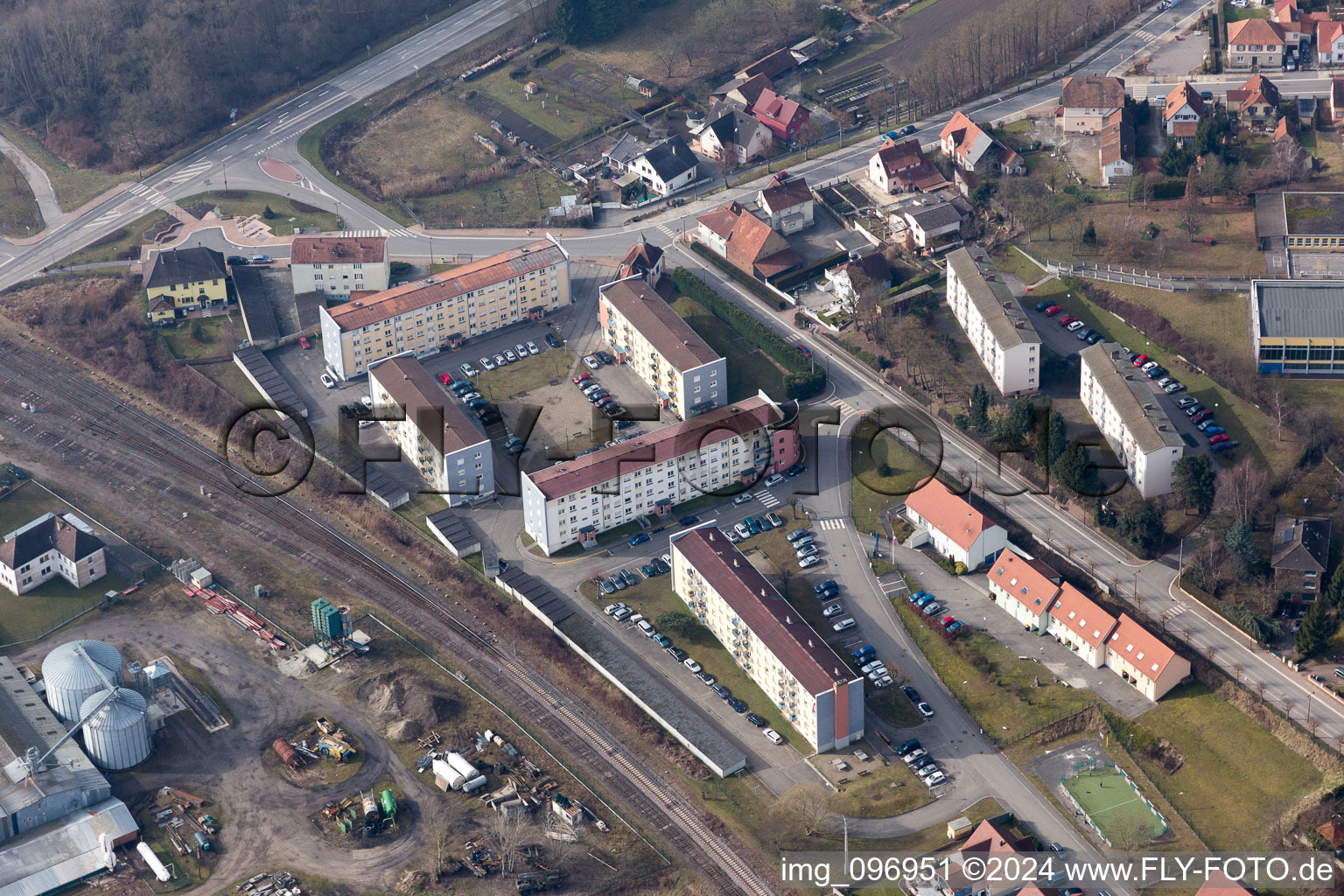 Enregistrement par drone de Lauterbourg dans le département Bas Rhin, France