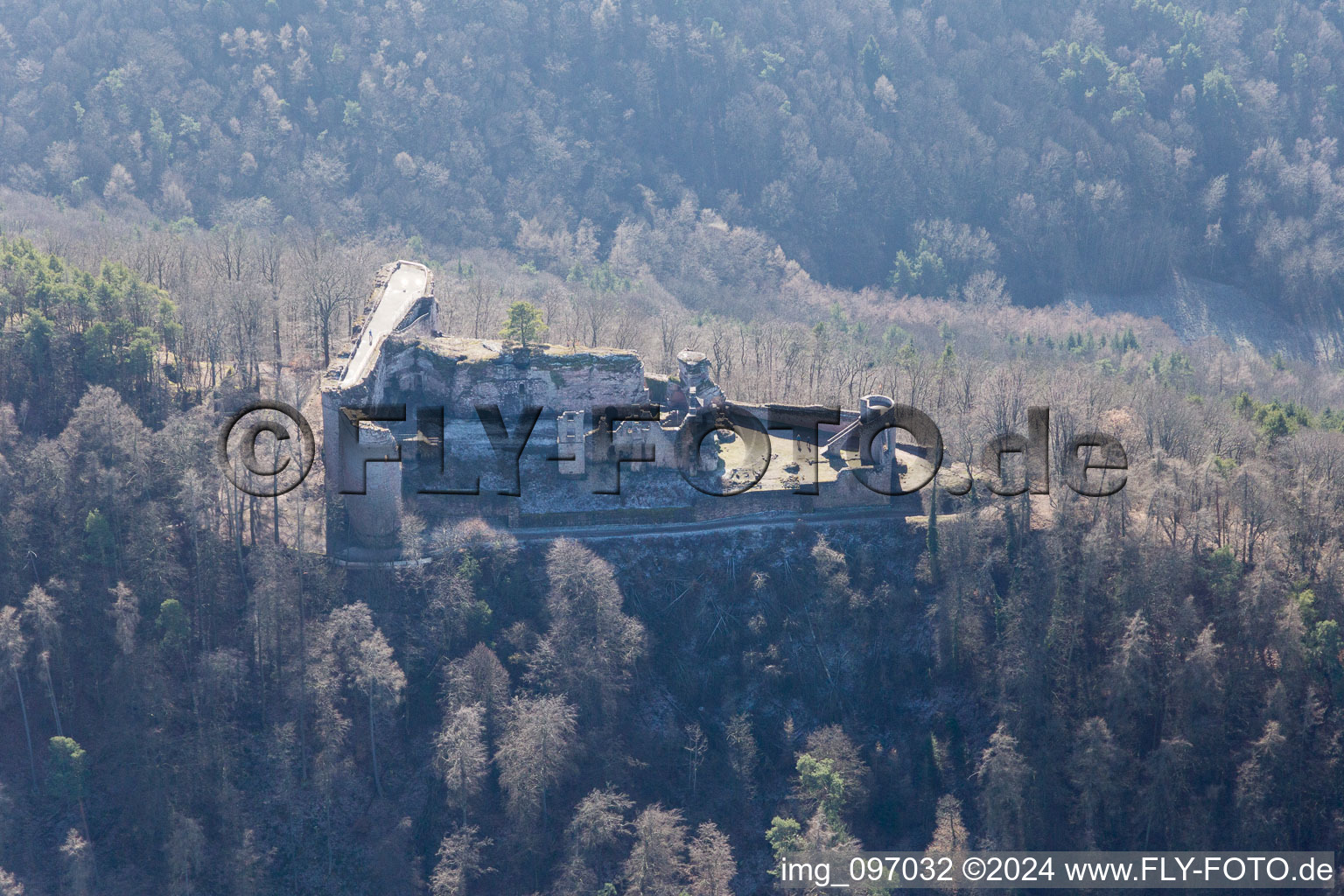 Vue aérienne de Château de Neuscharfeneck à Dernbach dans le département Rhénanie-Palatinat, Allemagne