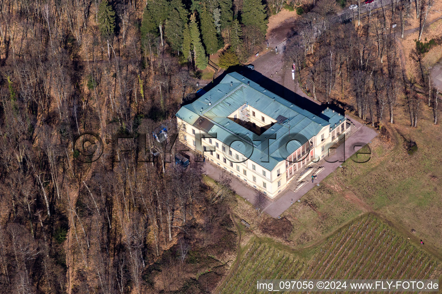 Vue aérienne de Château de la Villa Ludwigshöhe à Edenkoben dans le département Rhénanie-Palatinat, Allemagne