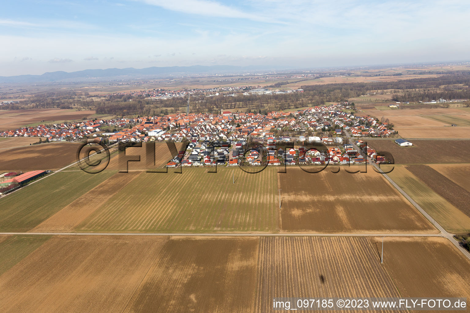Vue oblique de Steinweiler dans le département Rhénanie-Palatinat, Allemagne