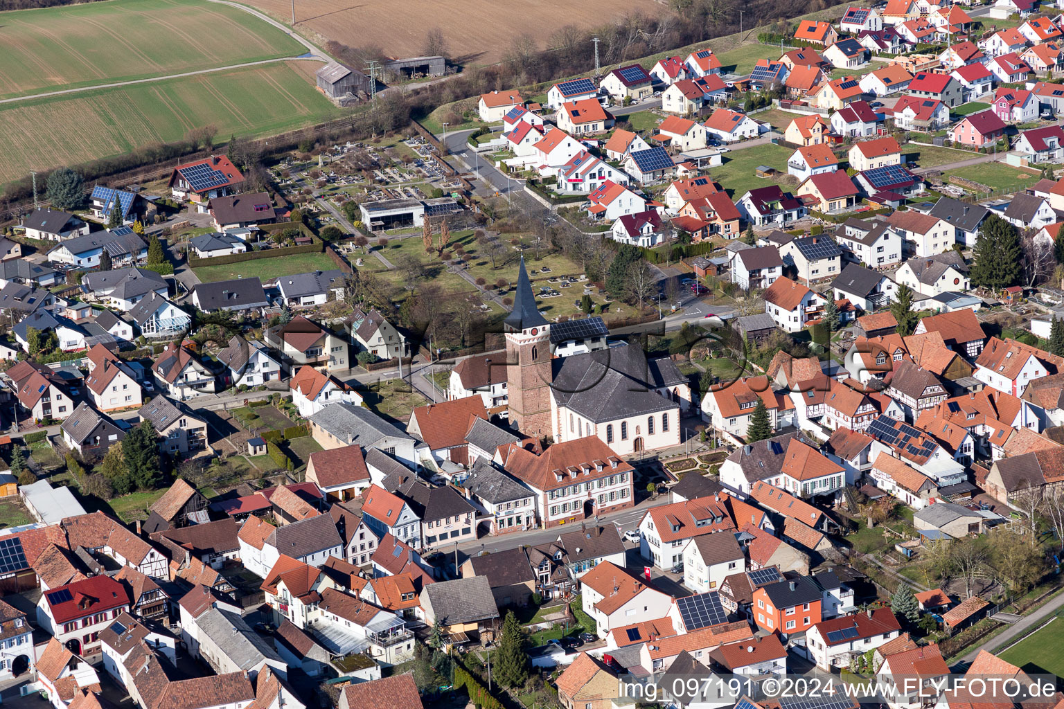 Quartier Schaidt in Wörth am Rhein dans le département Rhénanie-Palatinat, Allemagne depuis l'avion