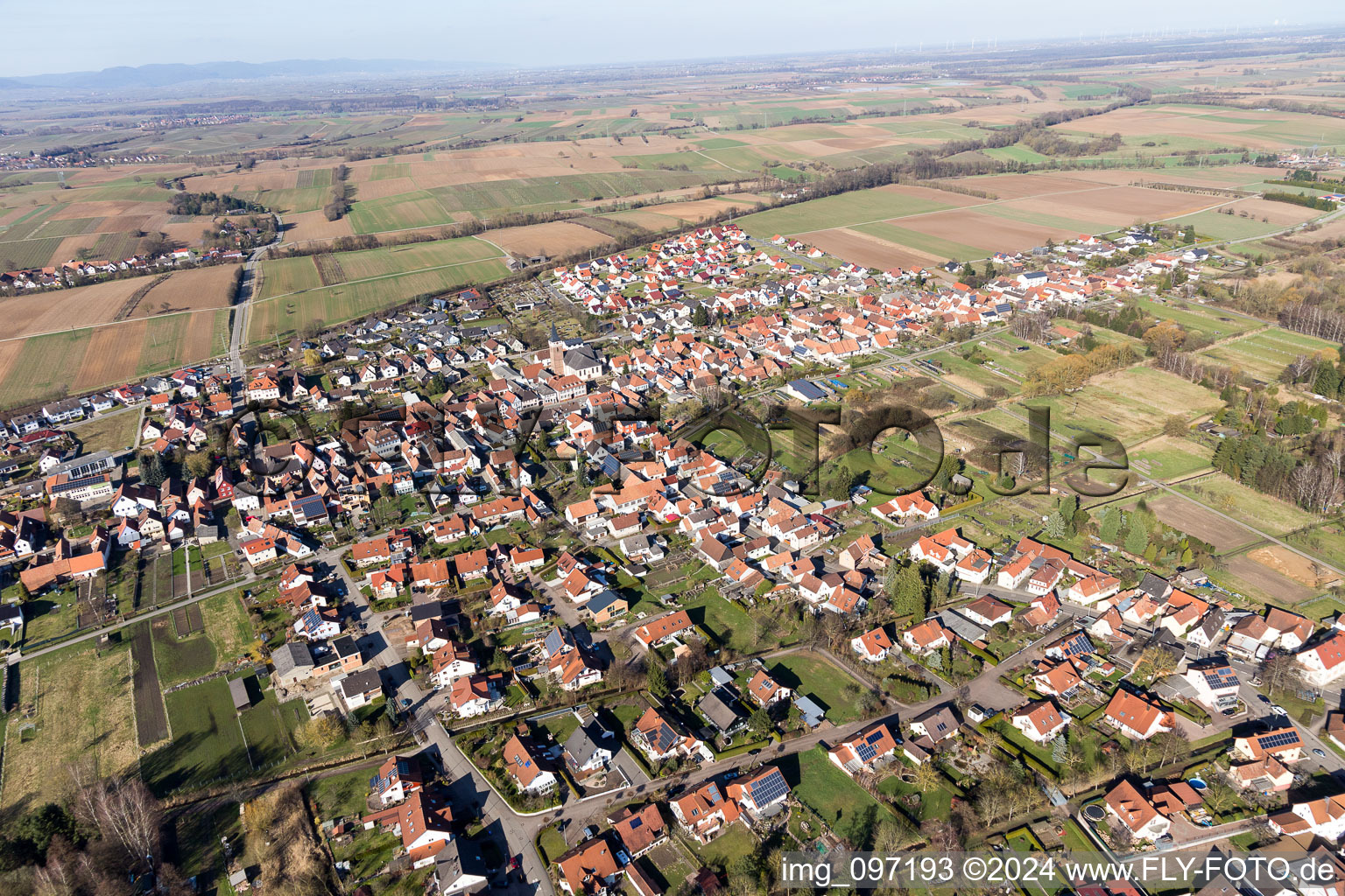 Vue d'oiseau de Quartier Schaidt in Wörth am Rhein dans le département Rhénanie-Palatinat, Allemagne