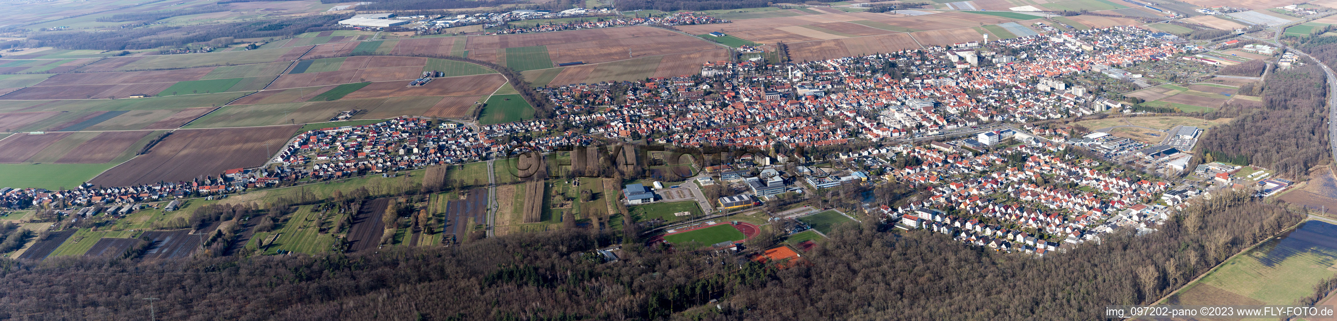 Vue aérienne de Panorama à Kandel dans le département Rhénanie-Palatinat, Allemagne
