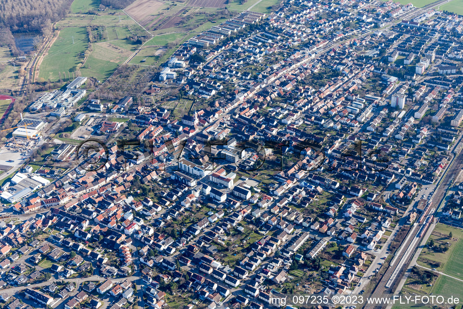 Photographie aérienne de Rue Haupt à le quartier Blankenloch in Stutensee dans le département Bade-Wurtemberg, Allemagne