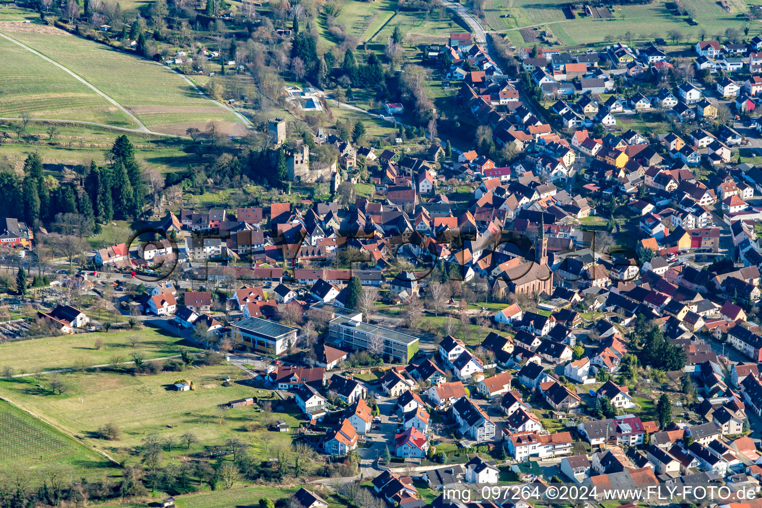 Vue aérienne de Verrouiller Obergrombach à le quartier Obergrombach in Bruchsal dans le département Bade-Wurtemberg, Allemagne