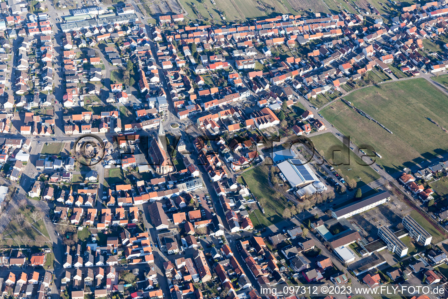 Vue oblique de Hambrücken dans le département Bade-Wurtemberg, Allemagne