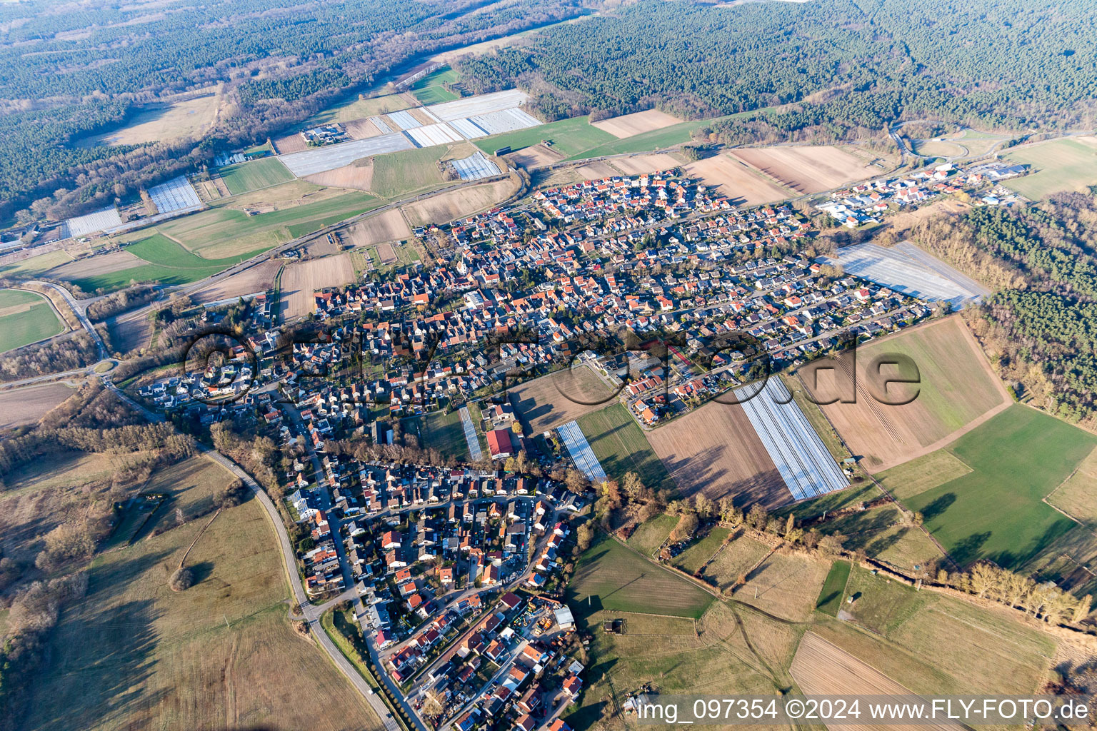 Hanhofen dans le département Rhénanie-Palatinat, Allemagne du point de vue du drone