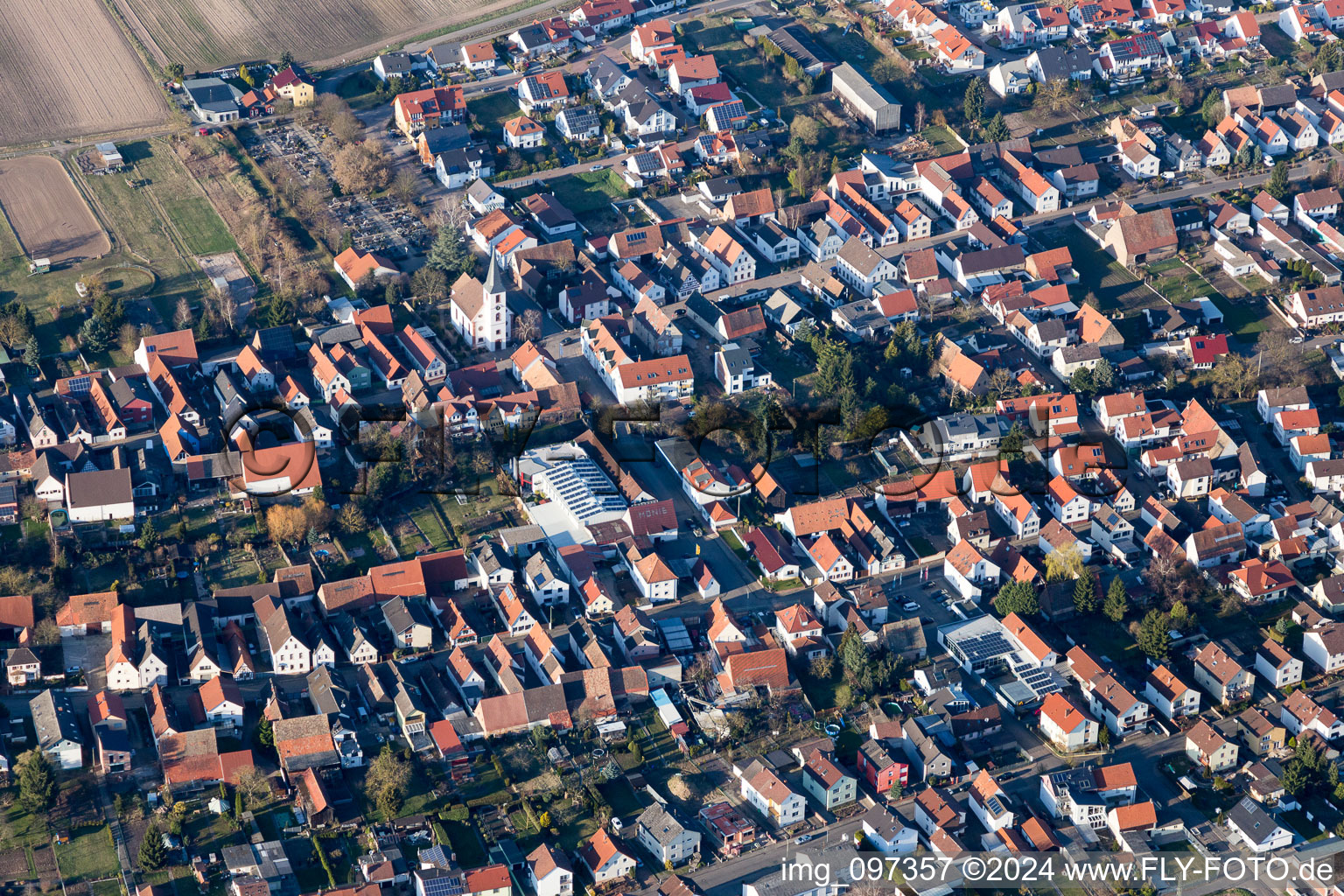 Vue aérienne de Hanhofen dans le département Rhénanie-Palatinat, Allemagne