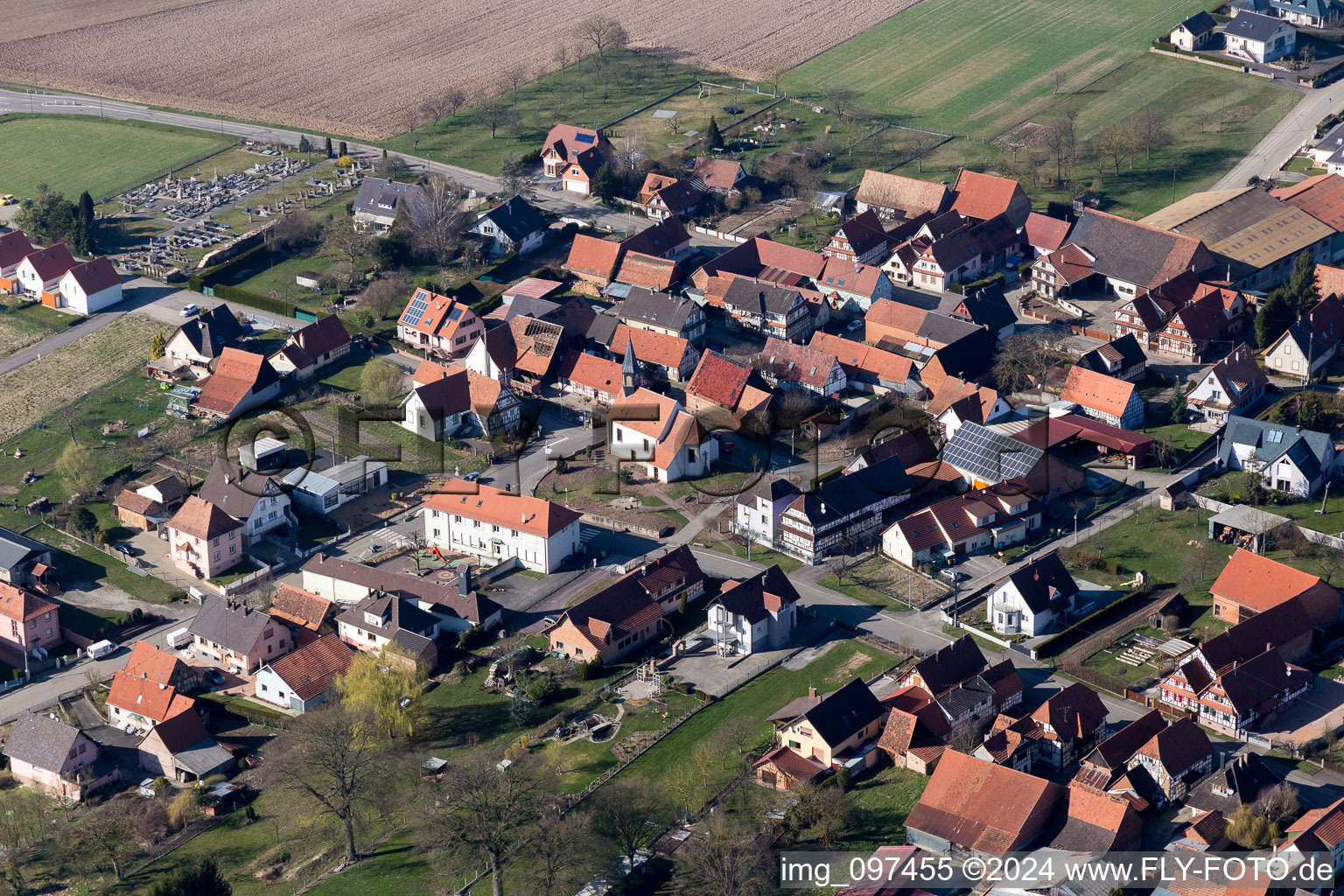 Vue oblique de Betschdorf dans le département Bas Rhin, France