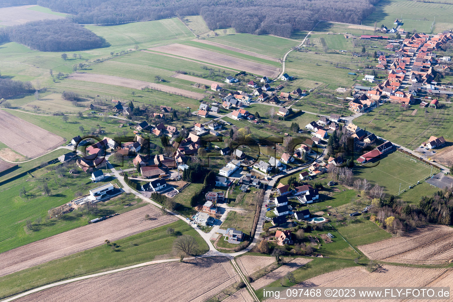 Vue oblique de Eschbach dans le département Bas Rhin, France