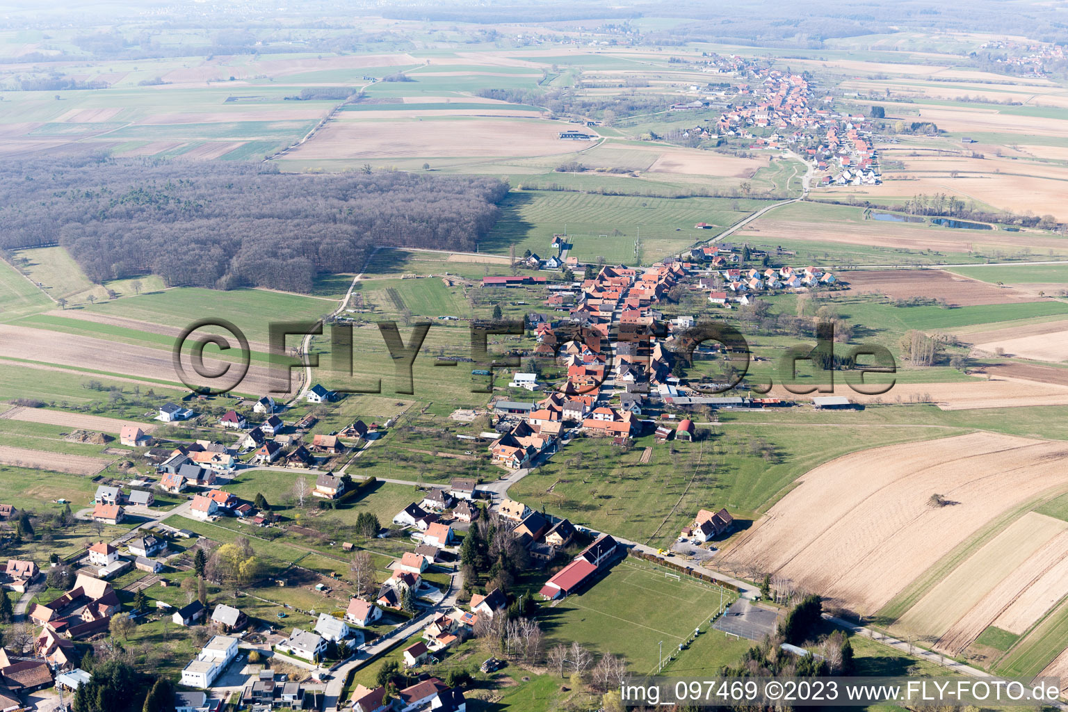 Vue oblique de Eschbach dans le département Bas Rhin, France