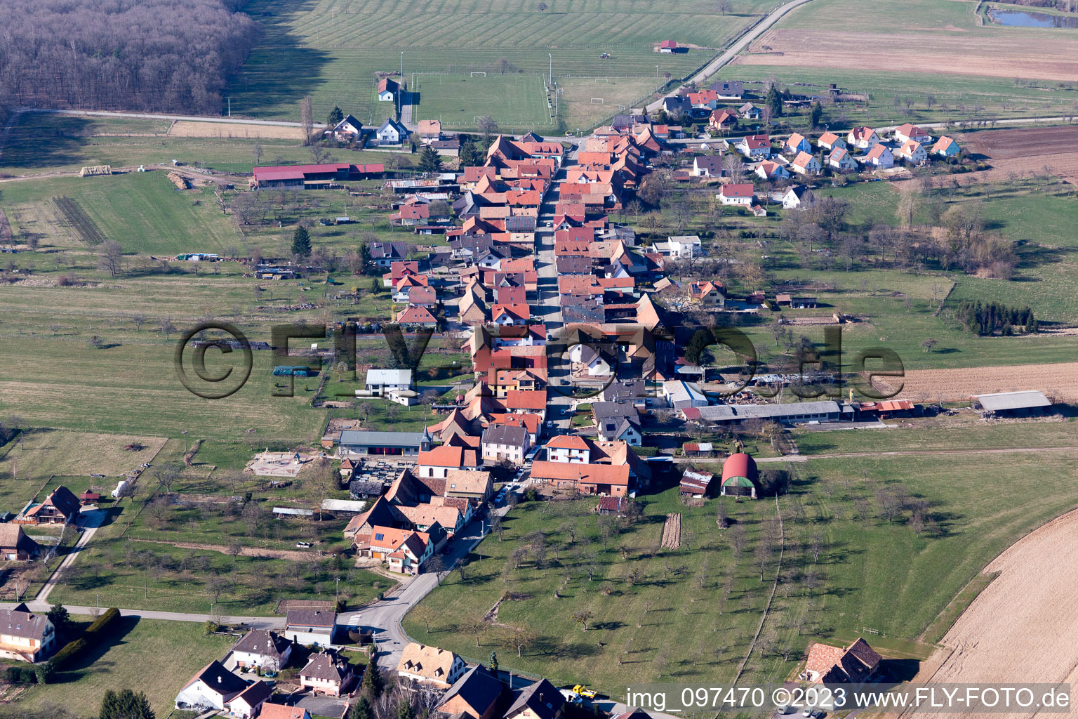 Eschbach dans le département Bas Rhin, France d'en haut