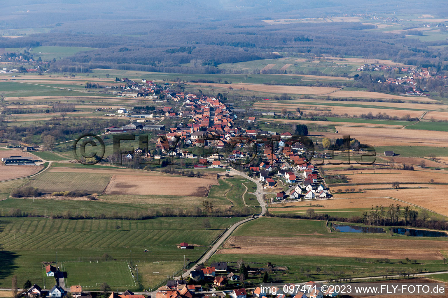 Eschbach dans le département Bas Rhin, France hors des airs