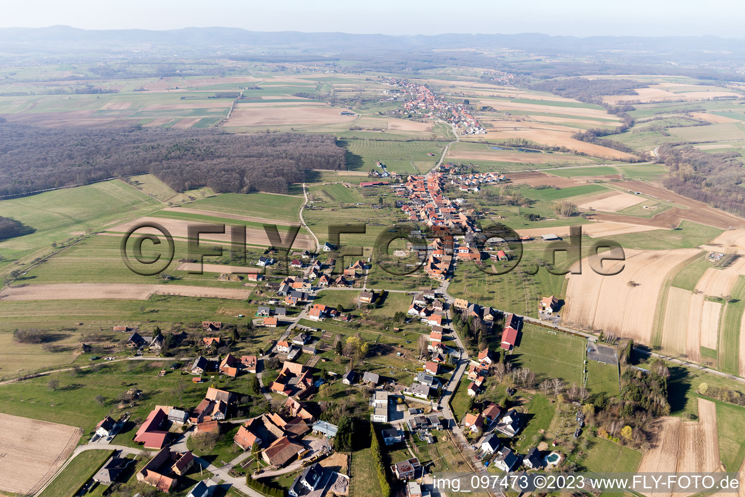 Eschbach dans le département Bas Rhin, France depuis l'avion