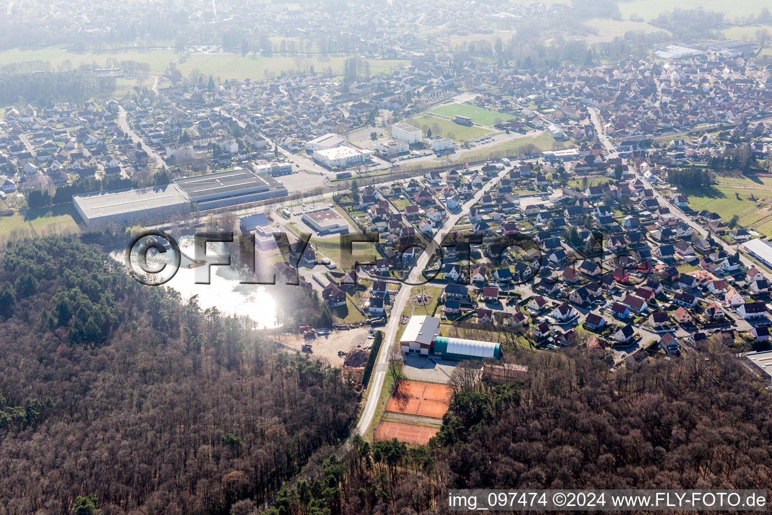 Vue aérienne de Laubach dans le département Bas Rhin, France