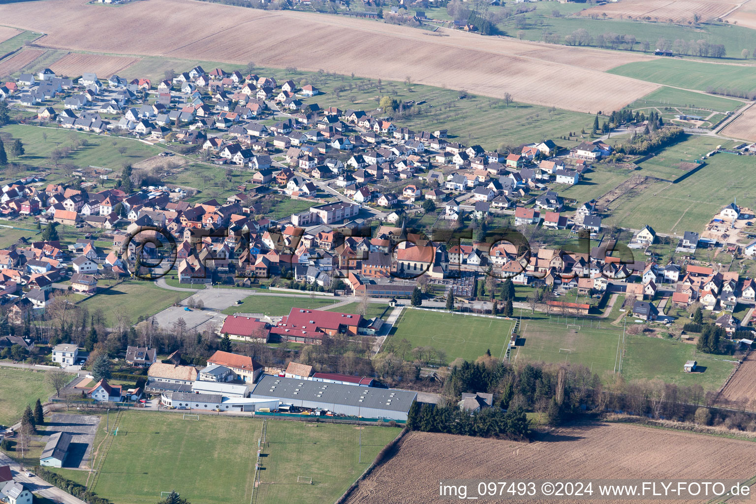 Vue aérienne de Val de Moder dans le département Bas Rhin, France