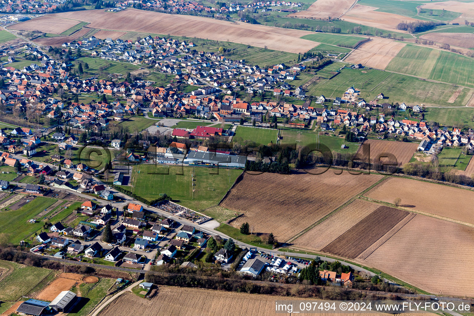 Vue aérienne de Val de Moder dans le département Bas Rhin, France