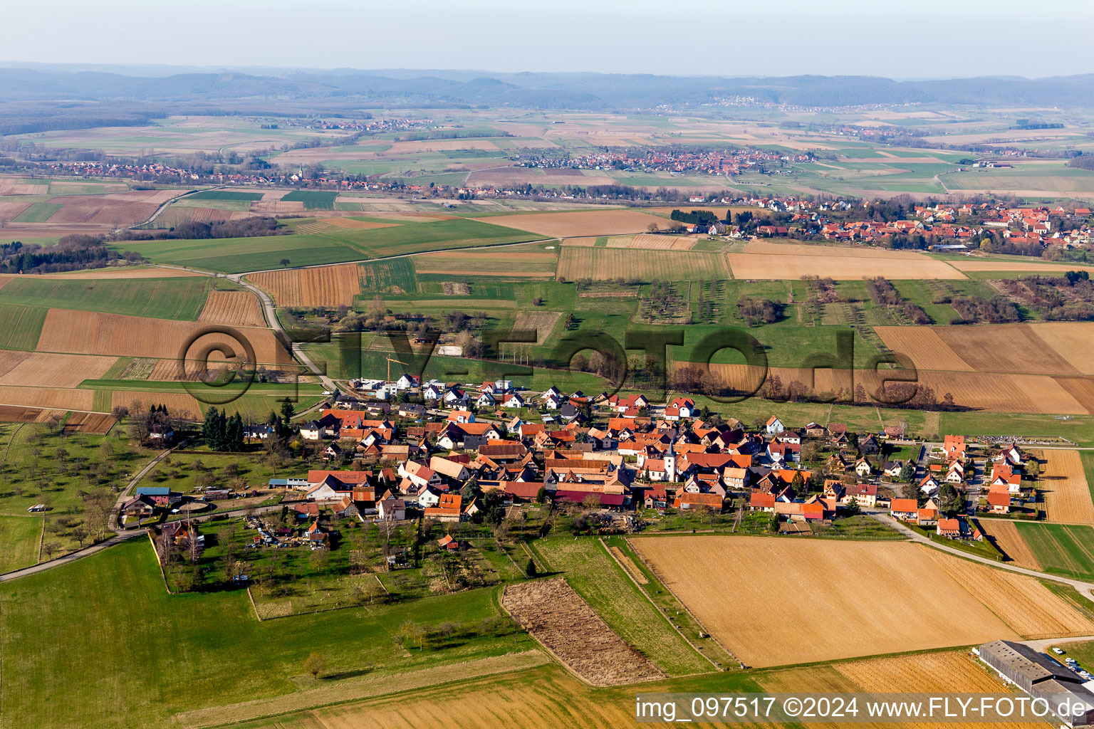 Photographie aérienne de Ettendorf dans le département Bas Rhin, France