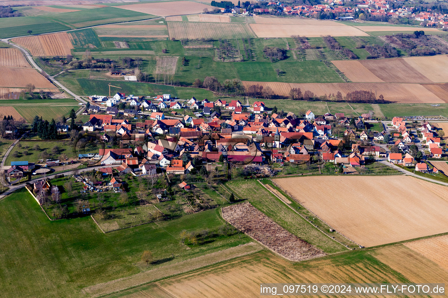 Ettendorf dans le département Bas Rhin, France d'en haut