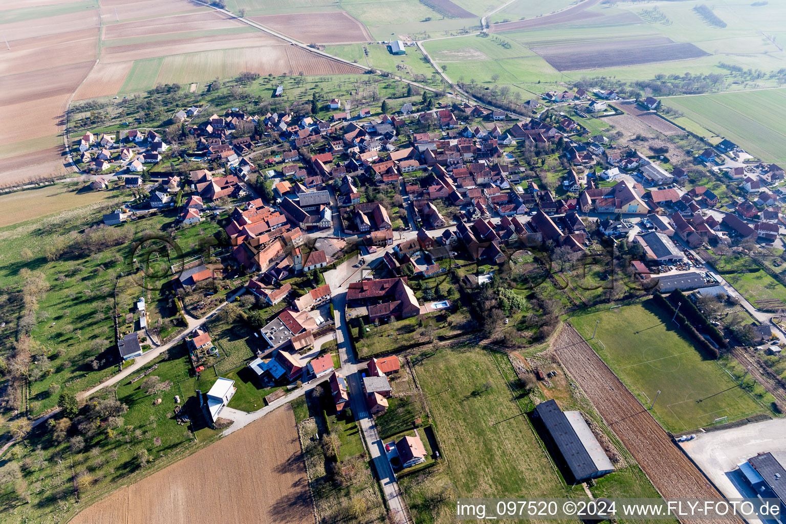 Ettendorf dans le département Bas Rhin, France hors des airs