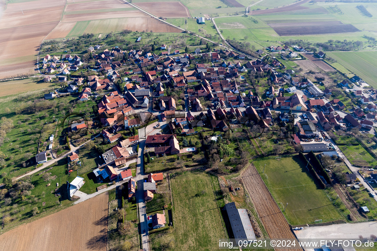 Ettendorf dans le département Bas Rhin, France vue d'en haut