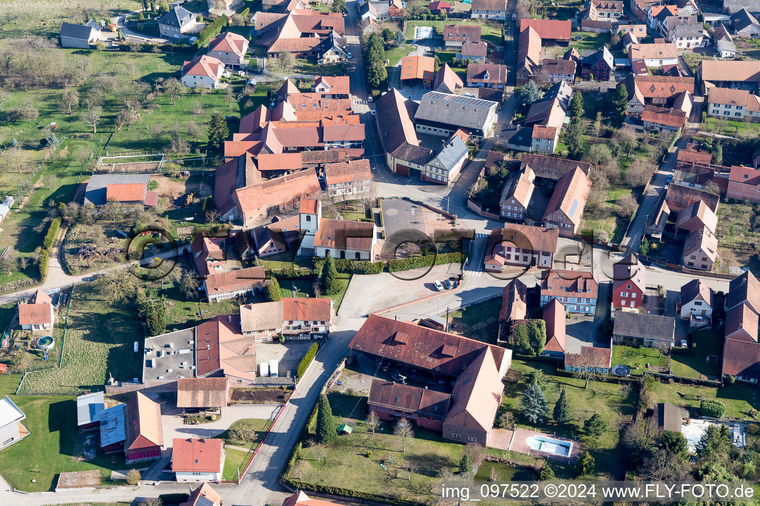 Ettendorf dans le département Bas Rhin, France depuis l'avion