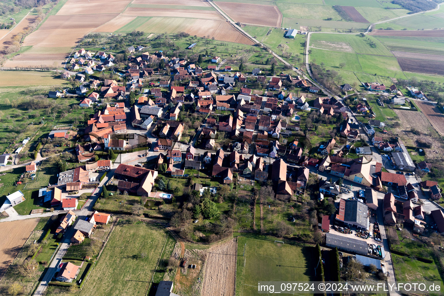 Ettendorf dans le département Bas Rhin, France vue du ciel