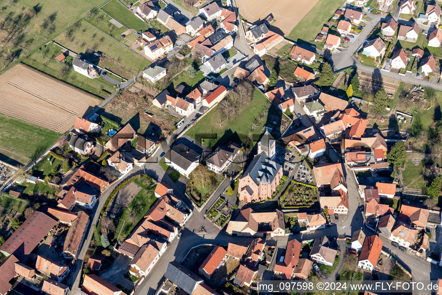 Photographie aérienne de Schwindratzheim dans le département Bas Rhin, France