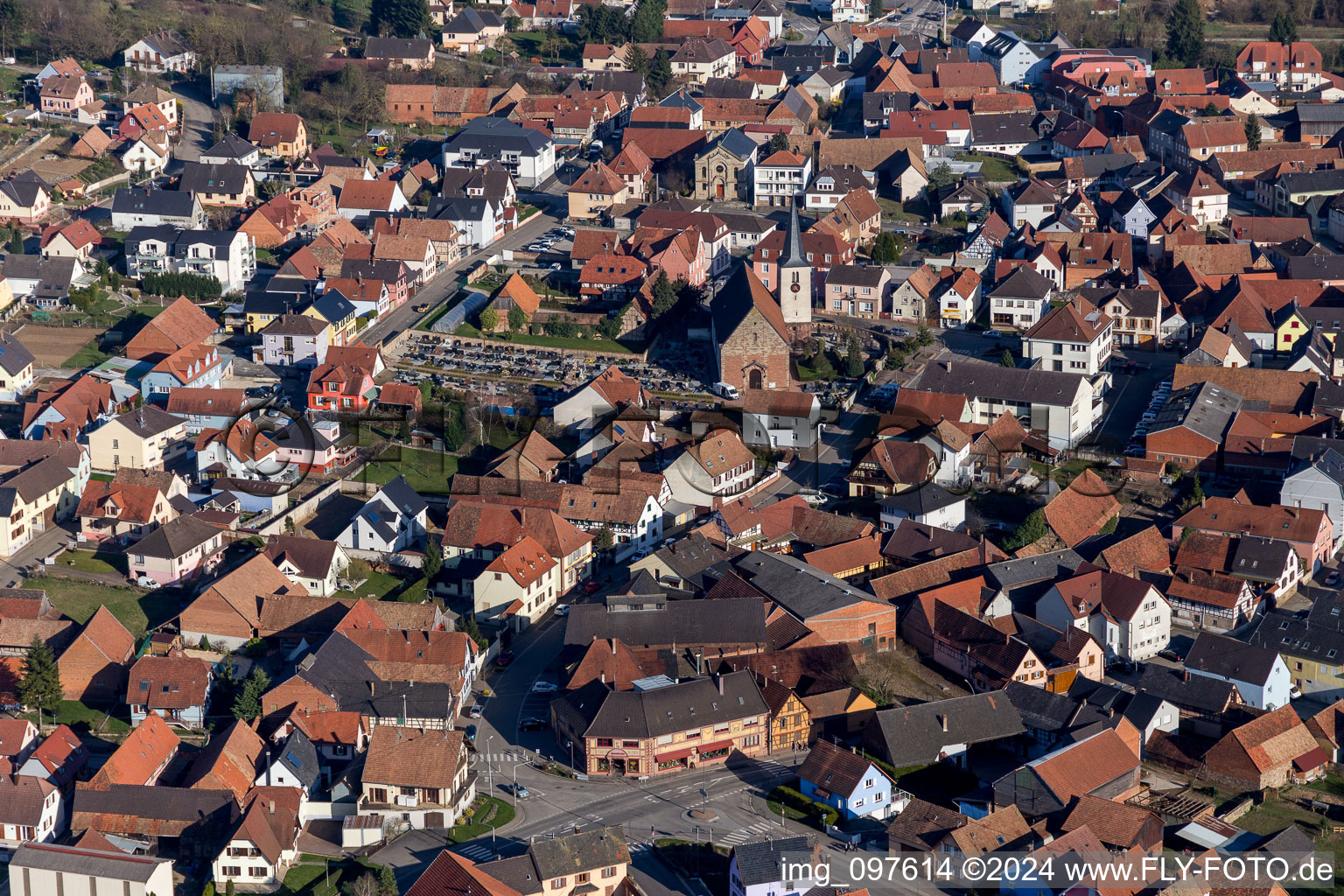 Schwindratzheim dans le département Bas Rhin, France vue du ciel