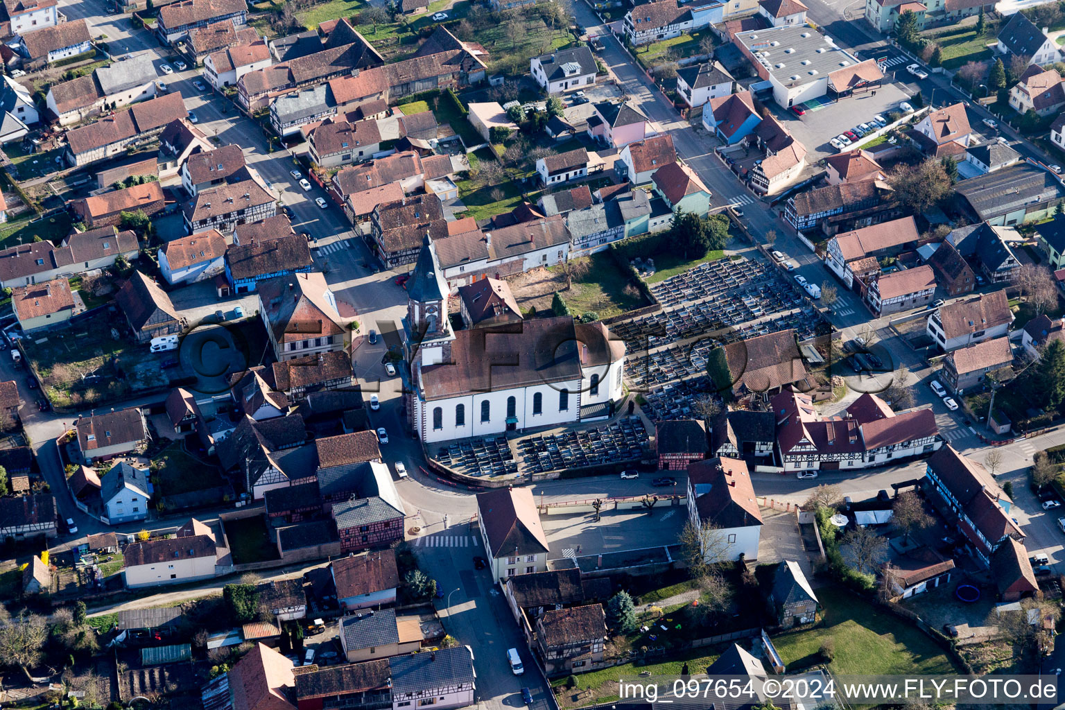 Vue oblique de Bietlenheim dans le département Bas Rhin, France