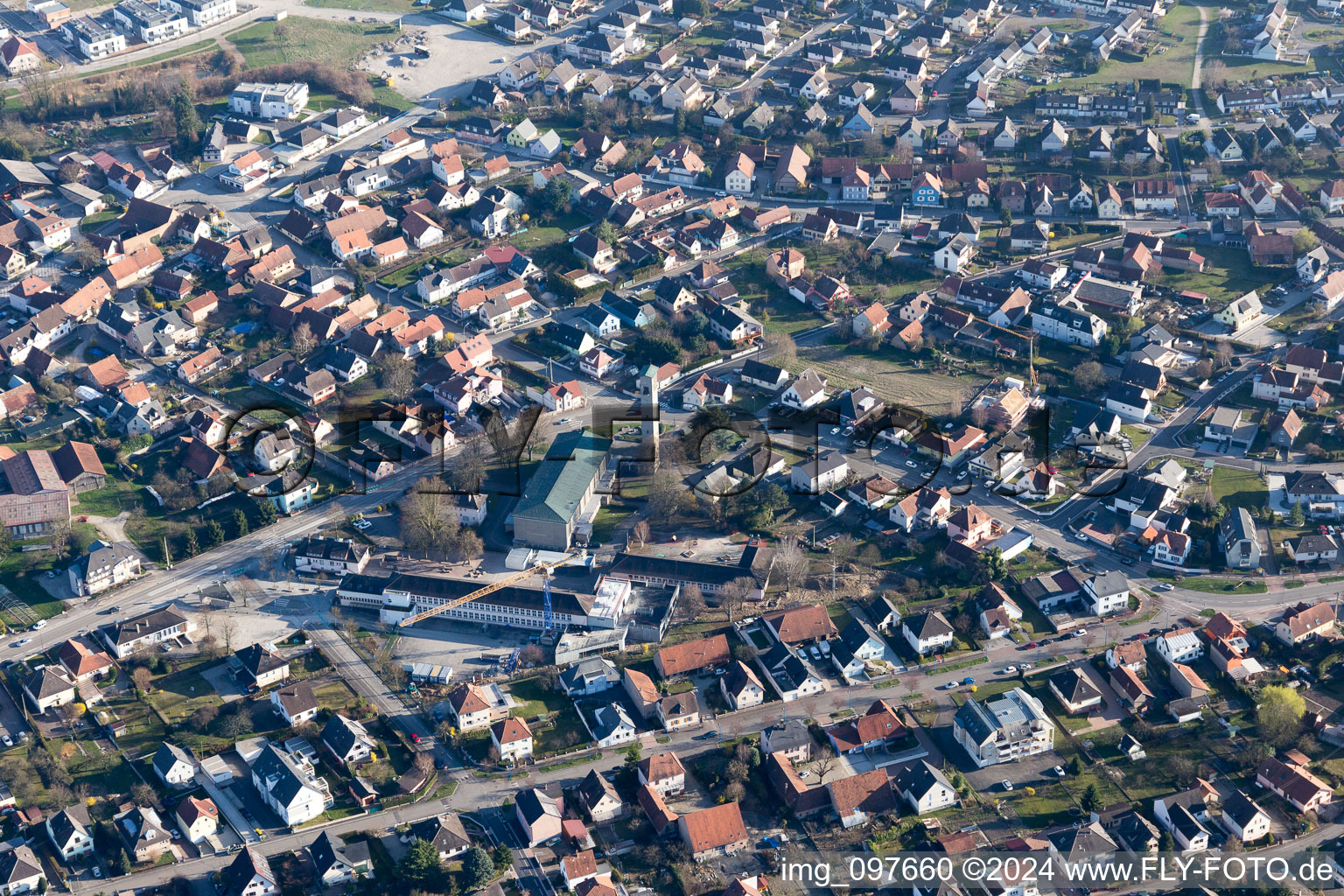 Gambsheim dans le département Bas Rhin, France vue du ciel