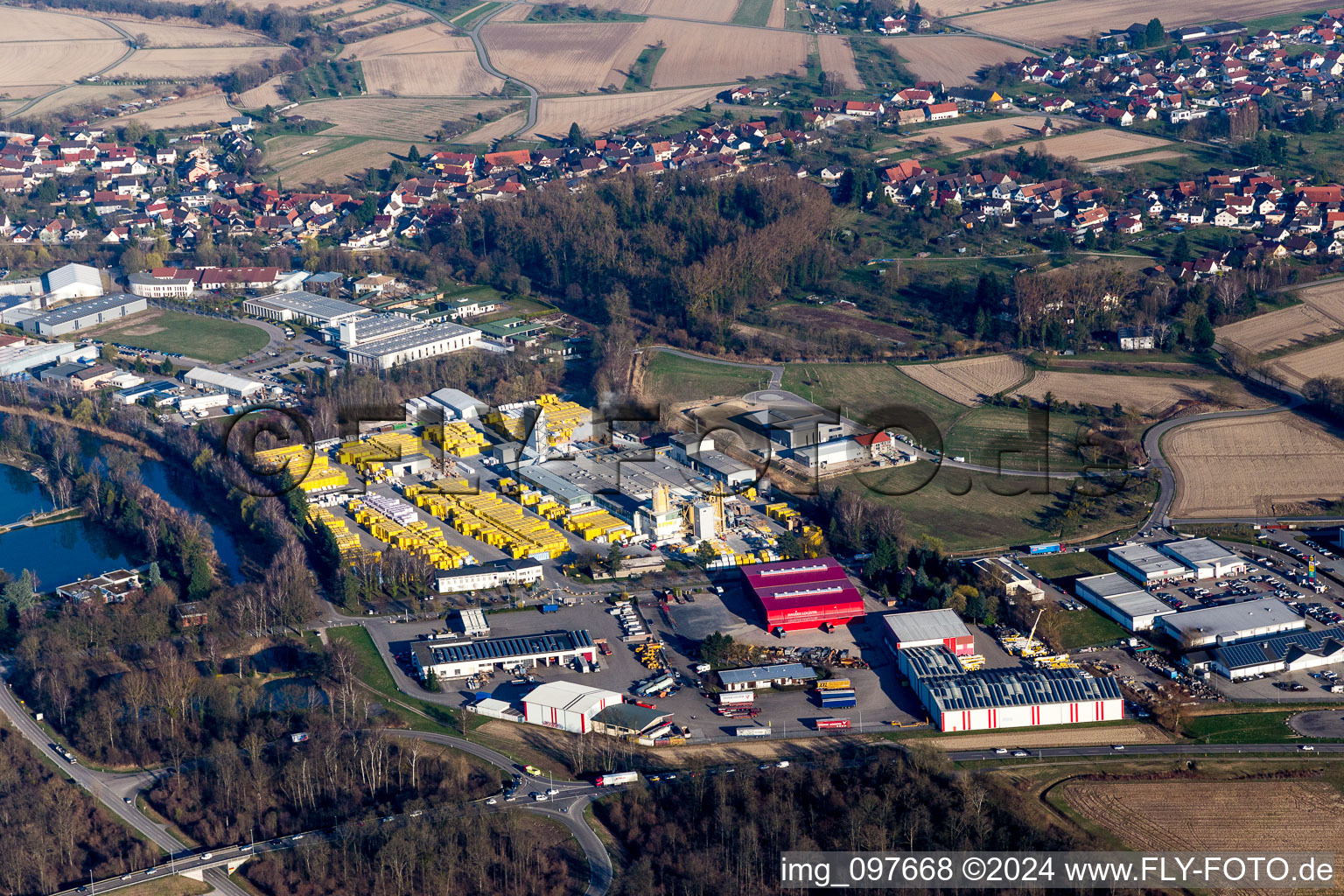 Photographie aérienne de Sites de l'usine Xella Deutschland GmbH à le quartier Freistett in Rheinau dans le département Bade-Wurtemberg, Allemagne