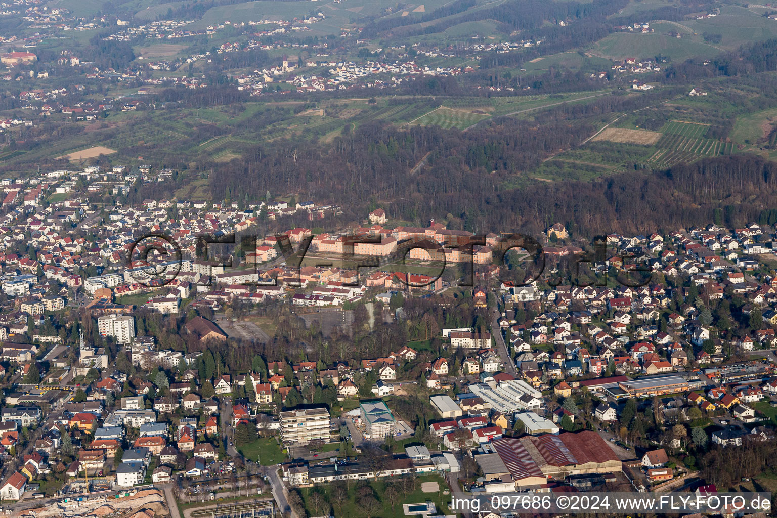 Vue aérienne de Illenauer Allee à Achern dans le département Bade-Wurtemberg, Allemagne