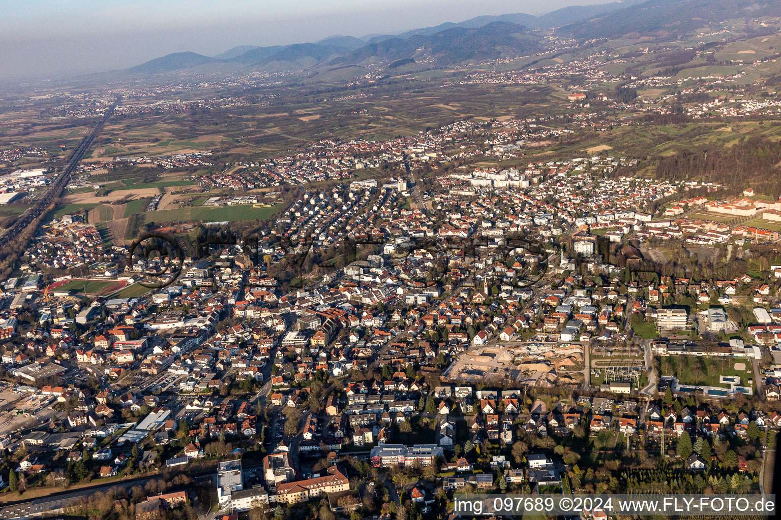 Vue aérienne de Achern dans le département Bade-Wurtemberg, Allemagne