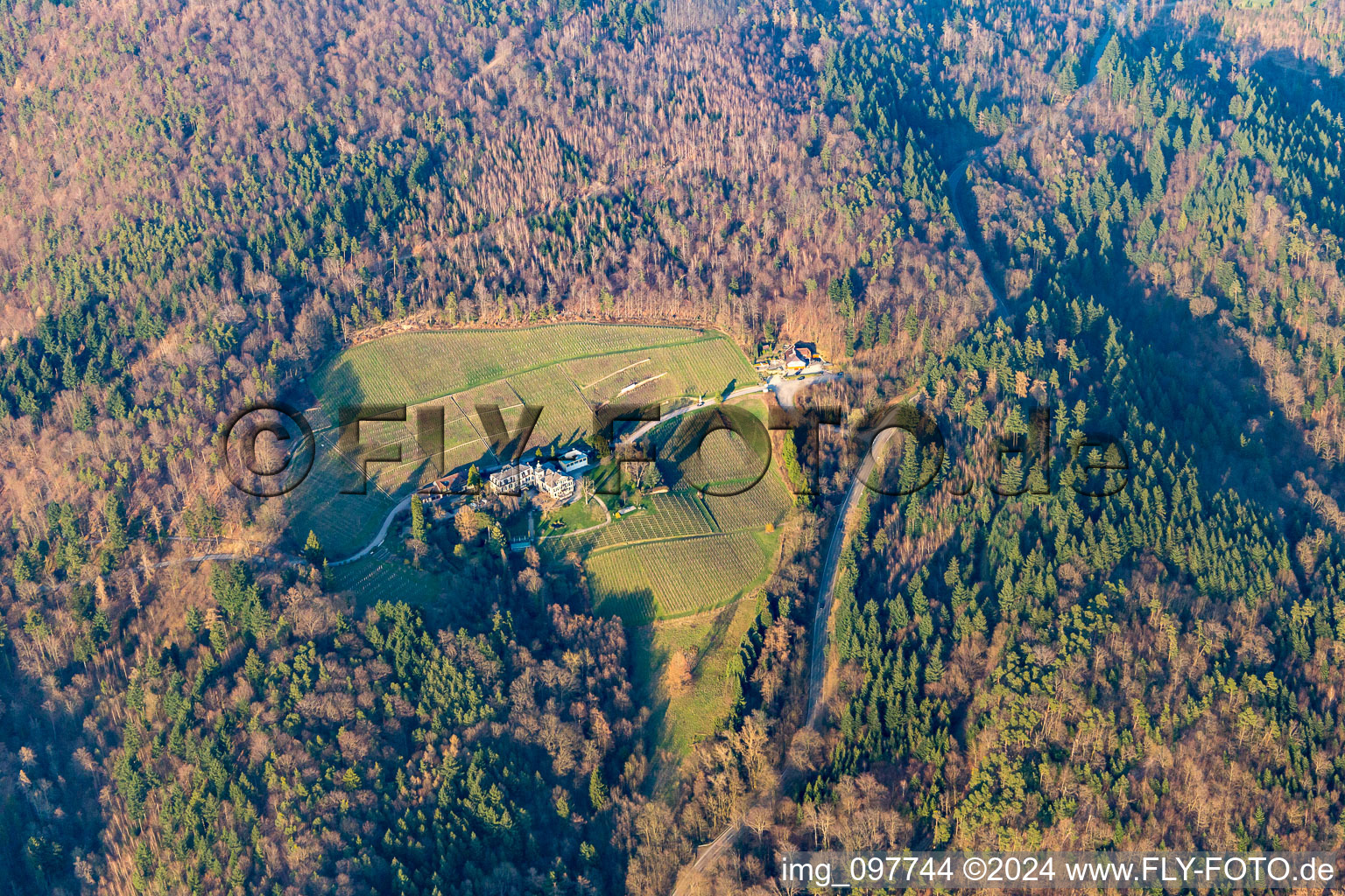 Vue aérienne de Domaine du monastère de Fremersberg, taverne du monastère à Sinzheim dans le département Bade-Wurtemberg, Allemagne