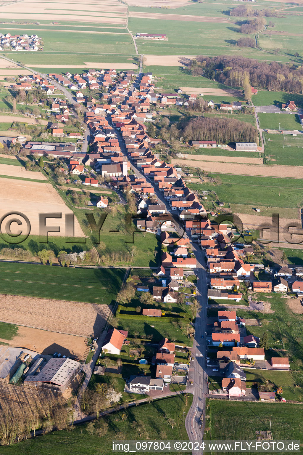 Oberrœdern dans le département Bas Rhin, France vue du ciel