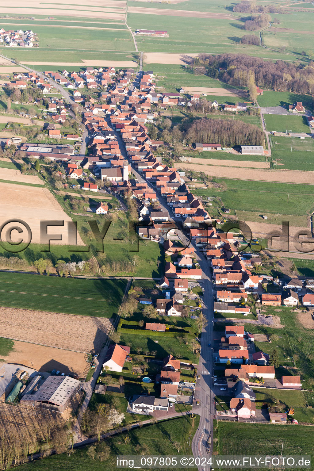 Enregistrement par drone de Oberrœdern dans le département Bas Rhin, France