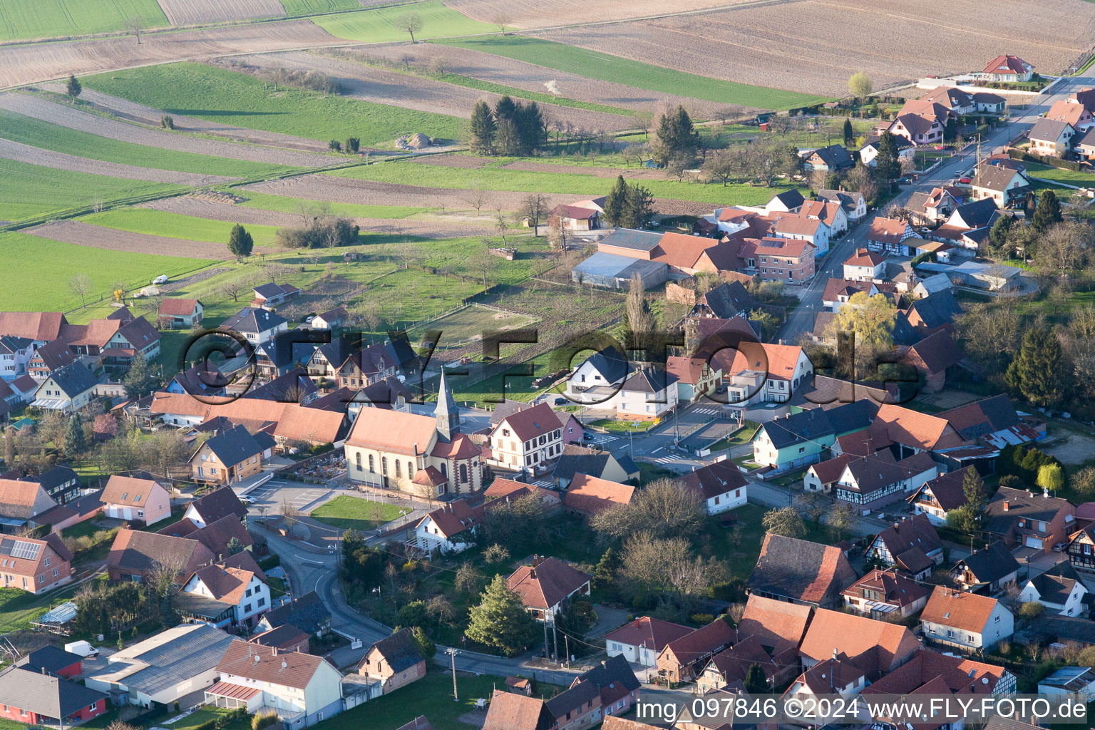 Enregistrement par drone de Oberlauterbach dans le département Bas Rhin, France