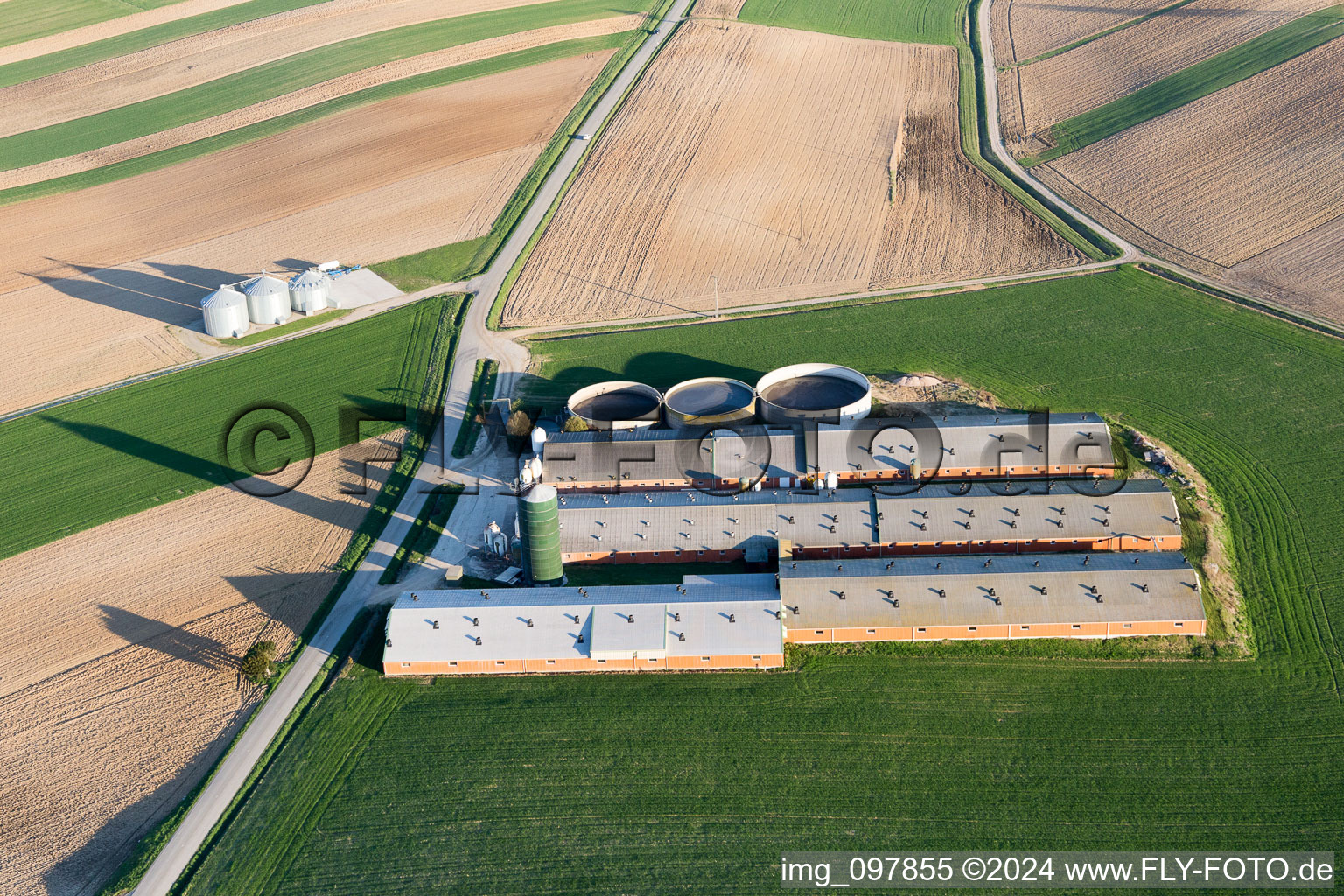 Oberlauterbach dans le département Bas Rhin, France vu d'un drone