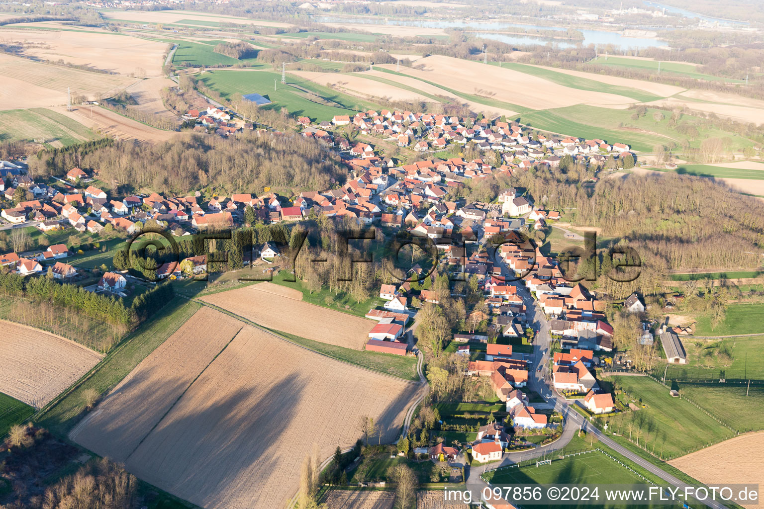 Photographie aérienne de Neewiller-près-Lauterbourg dans le département Bas Rhin, France