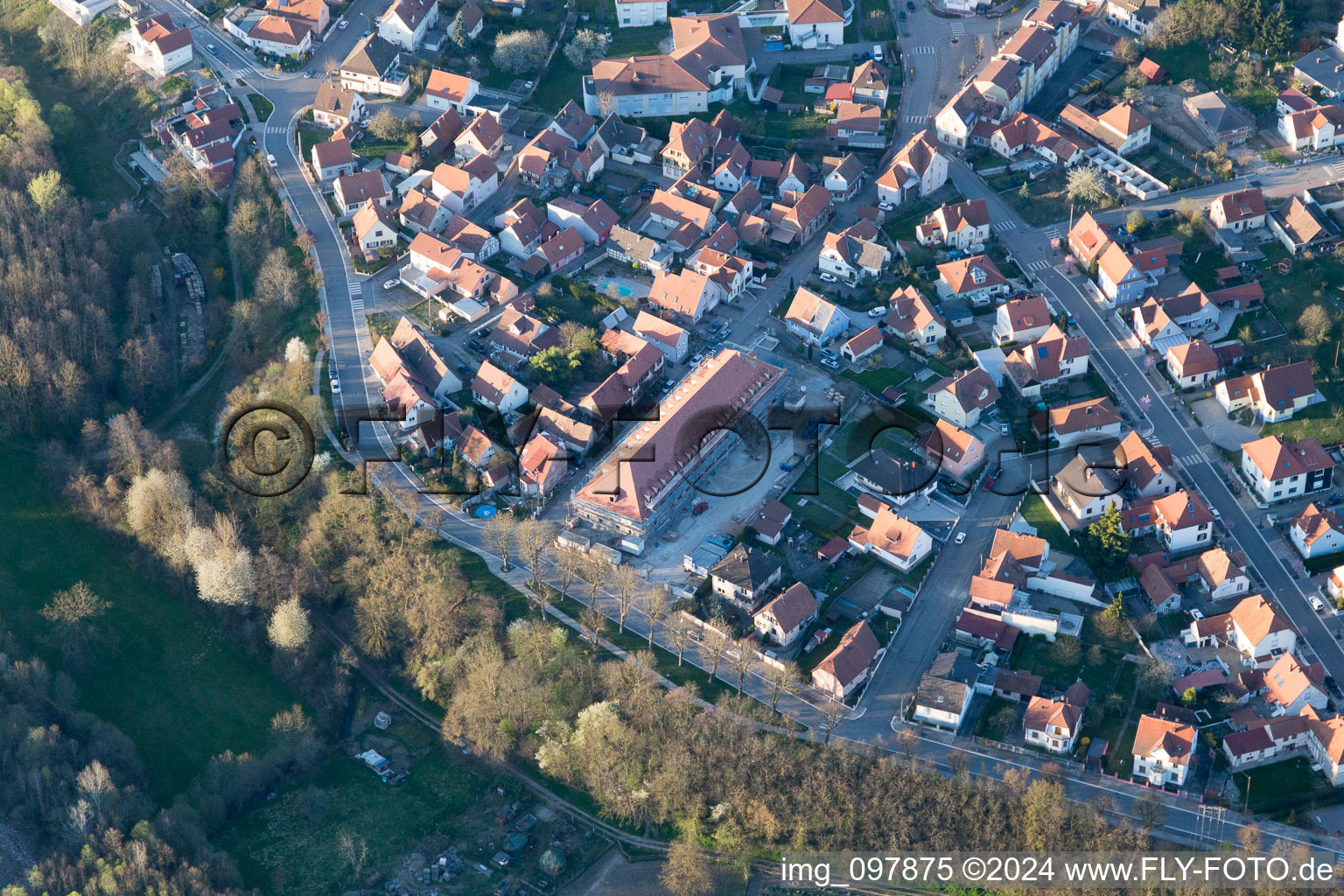 Enregistrement par drone de Lauterbourg dans le département Bas Rhin, France