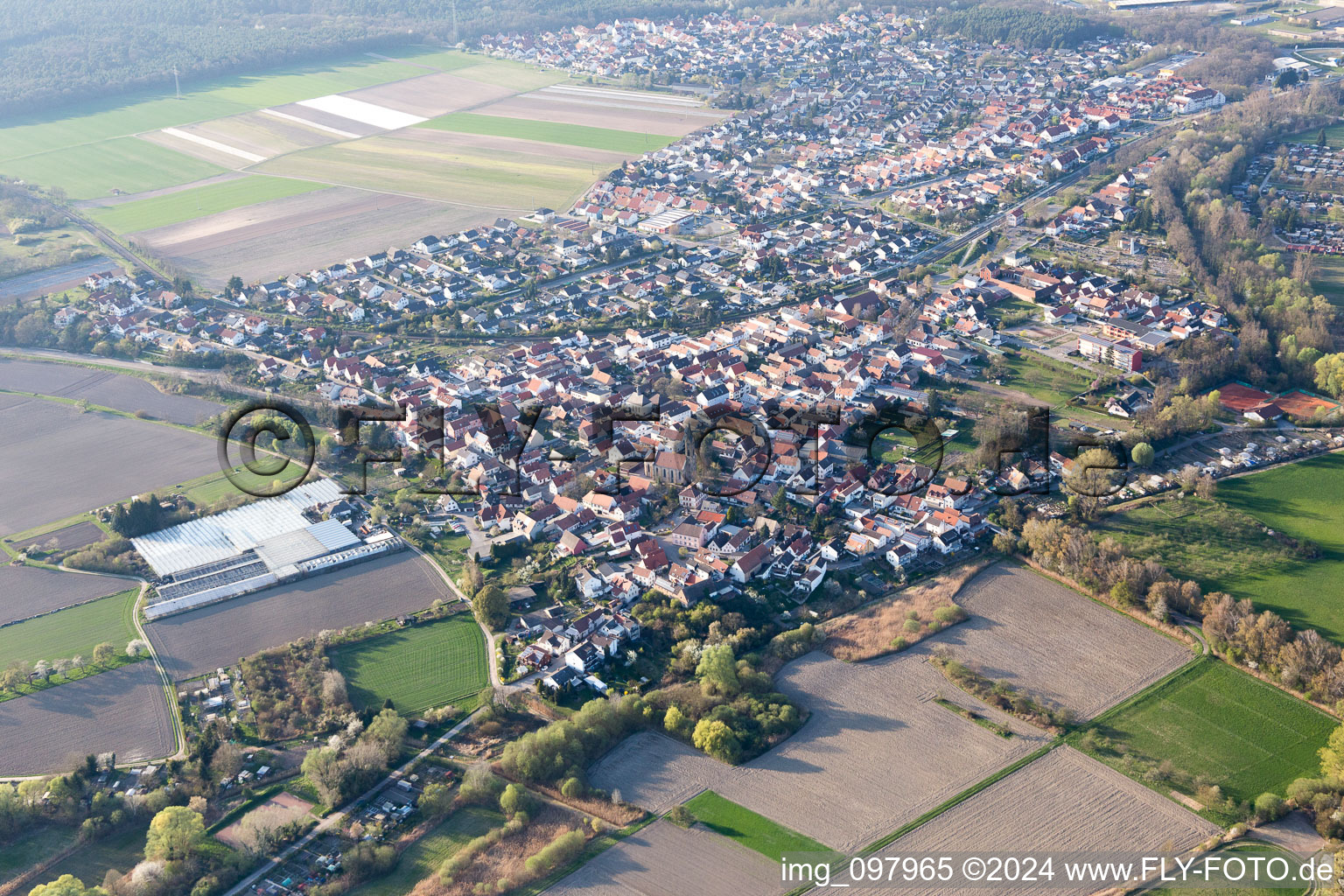 Quartier Sondernheim in Germersheim dans le département Rhénanie-Palatinat, Allemagne vue d'en haut