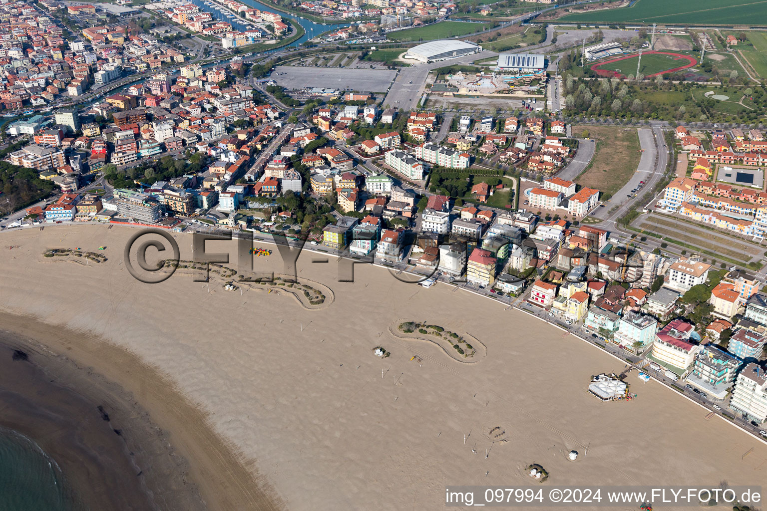 Enregistrement par drone de Caorle dans le département Metropolitanstadt Venedig, Italie