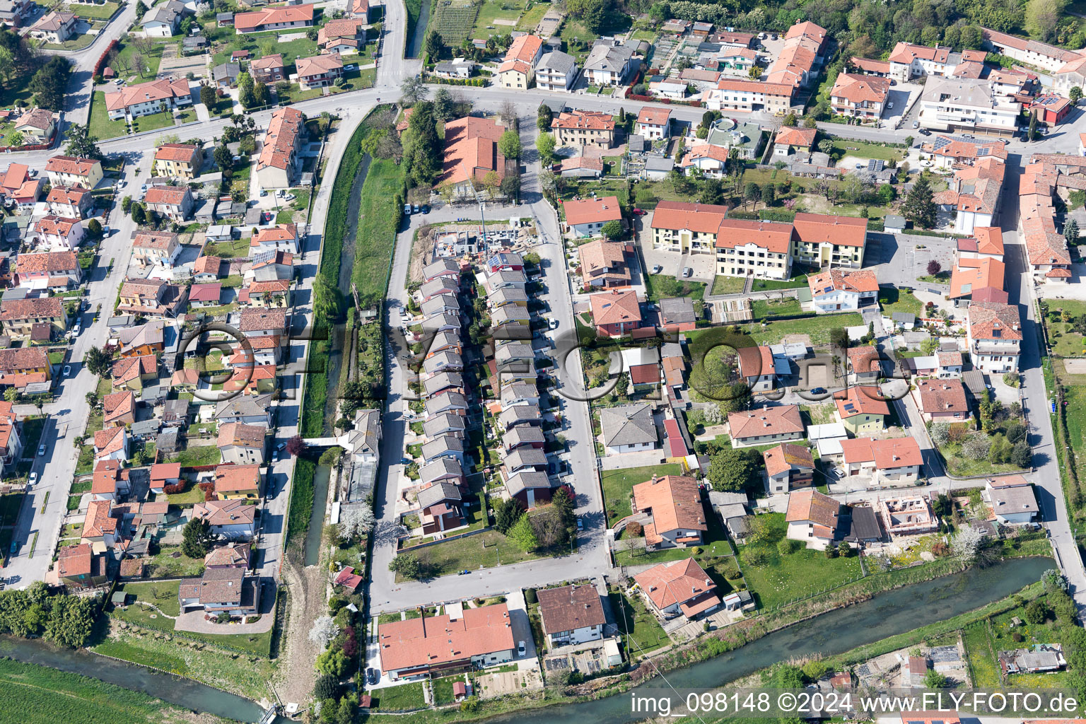 Vue aérienne de Fossalta di Portogruaro dans le département Vénétie, Italie