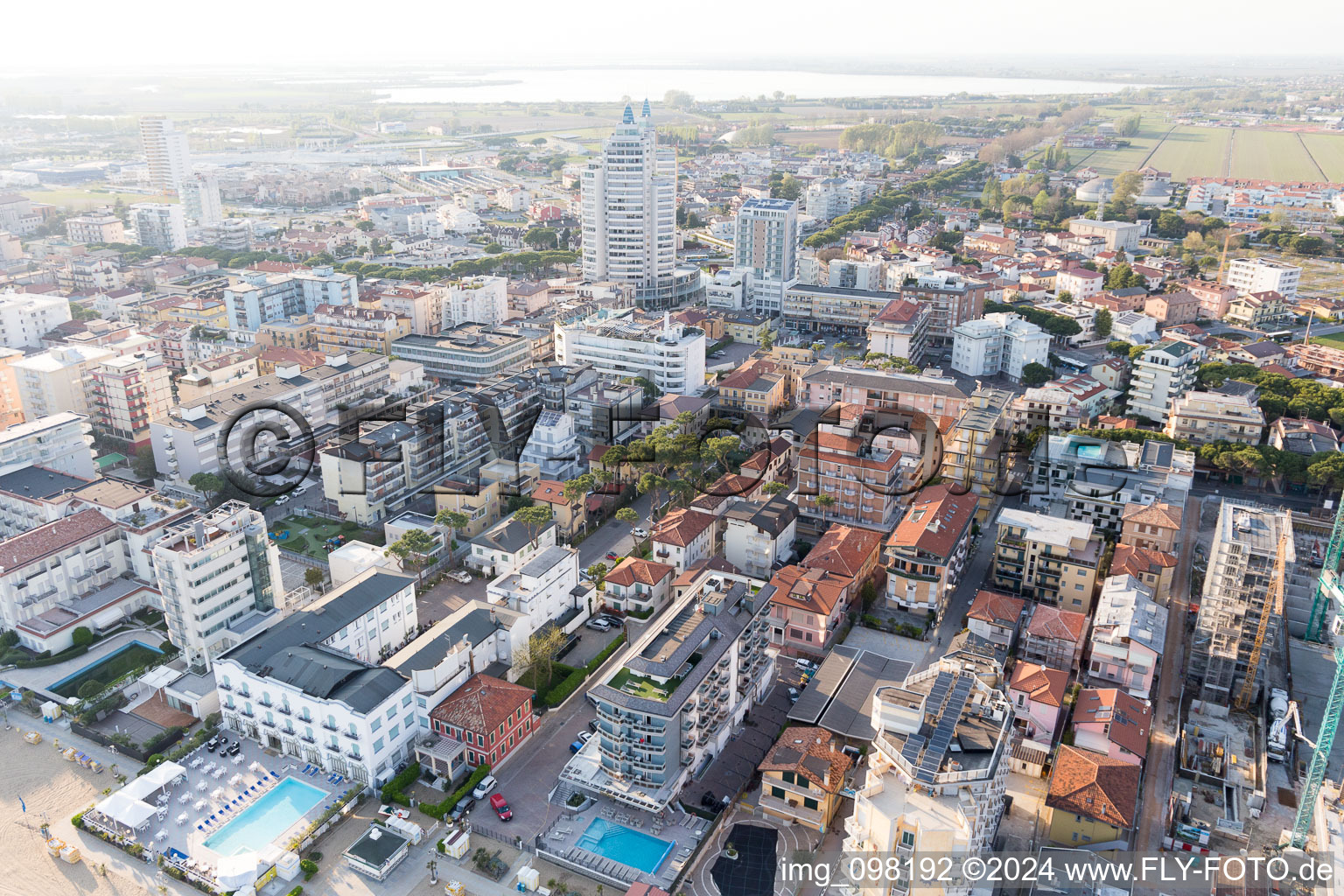 Vue oblique de Lido di Jesolo dans le département Metropolitanstadt Venedig, Italie