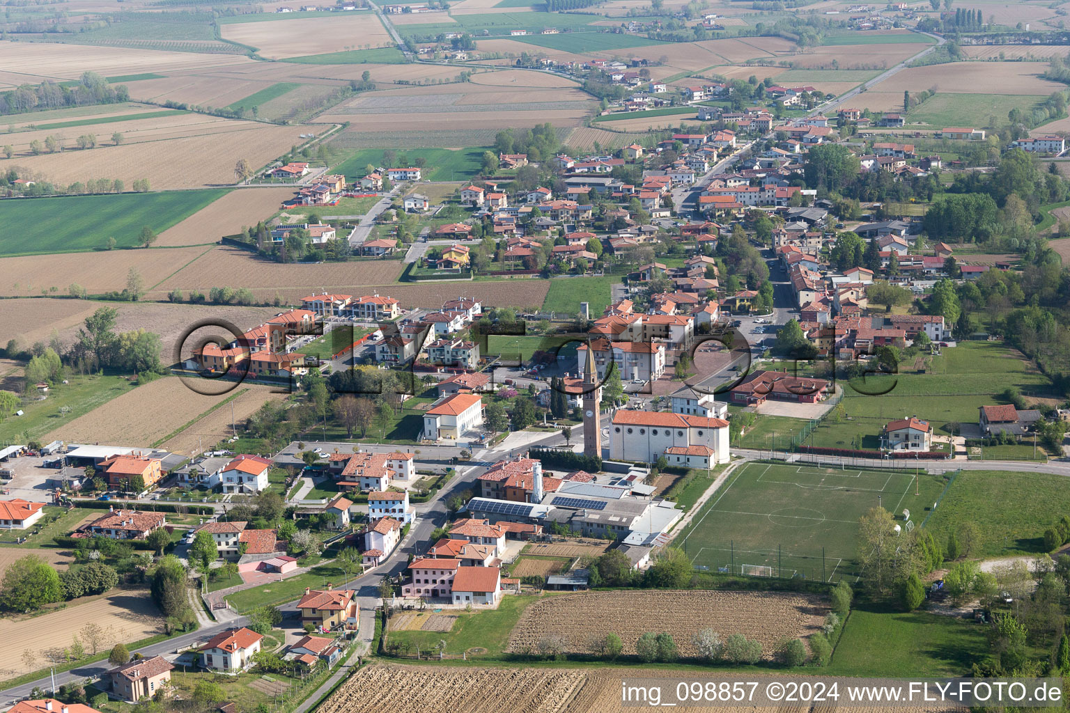 Vue aérienne de Sega-Malcanton dans le département Vénétie, Italie