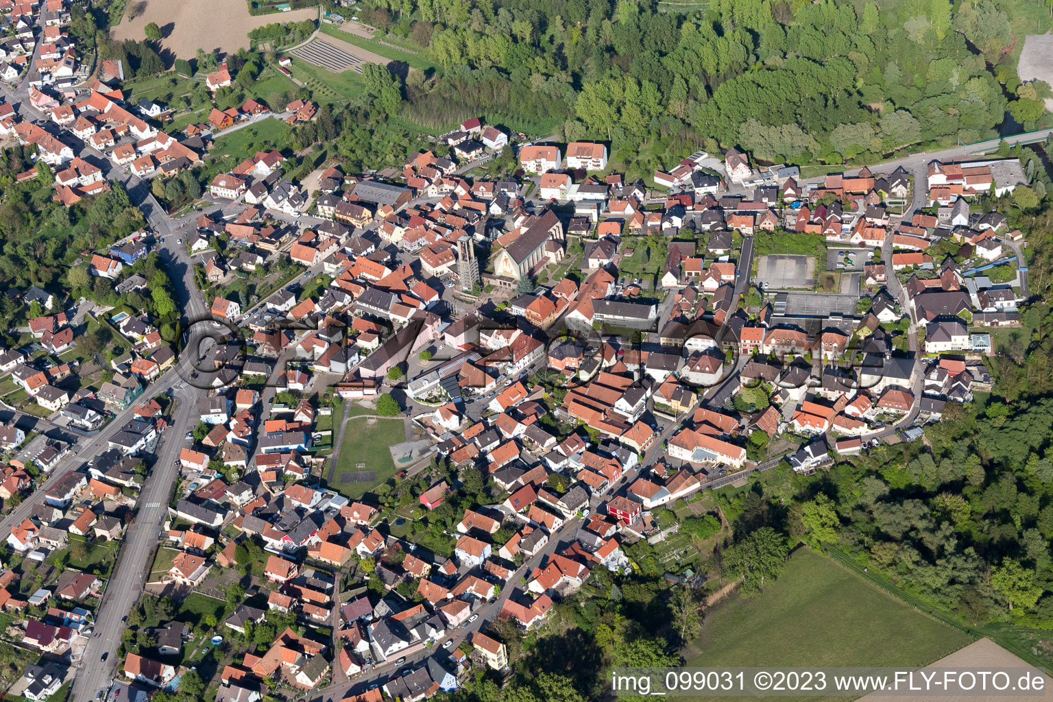 Photographie aérienne de Seltz dans le département Bas Rhin, France