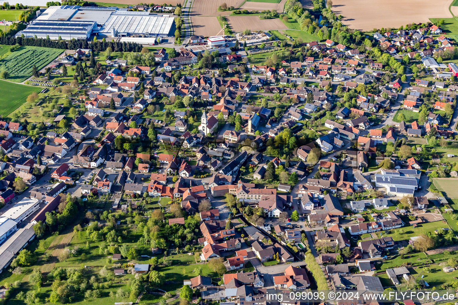 Vue aérienne de Du sud à le quartier Scherzheim in Lichtenau dans le département Bade-Wurtemberg, Allemagne