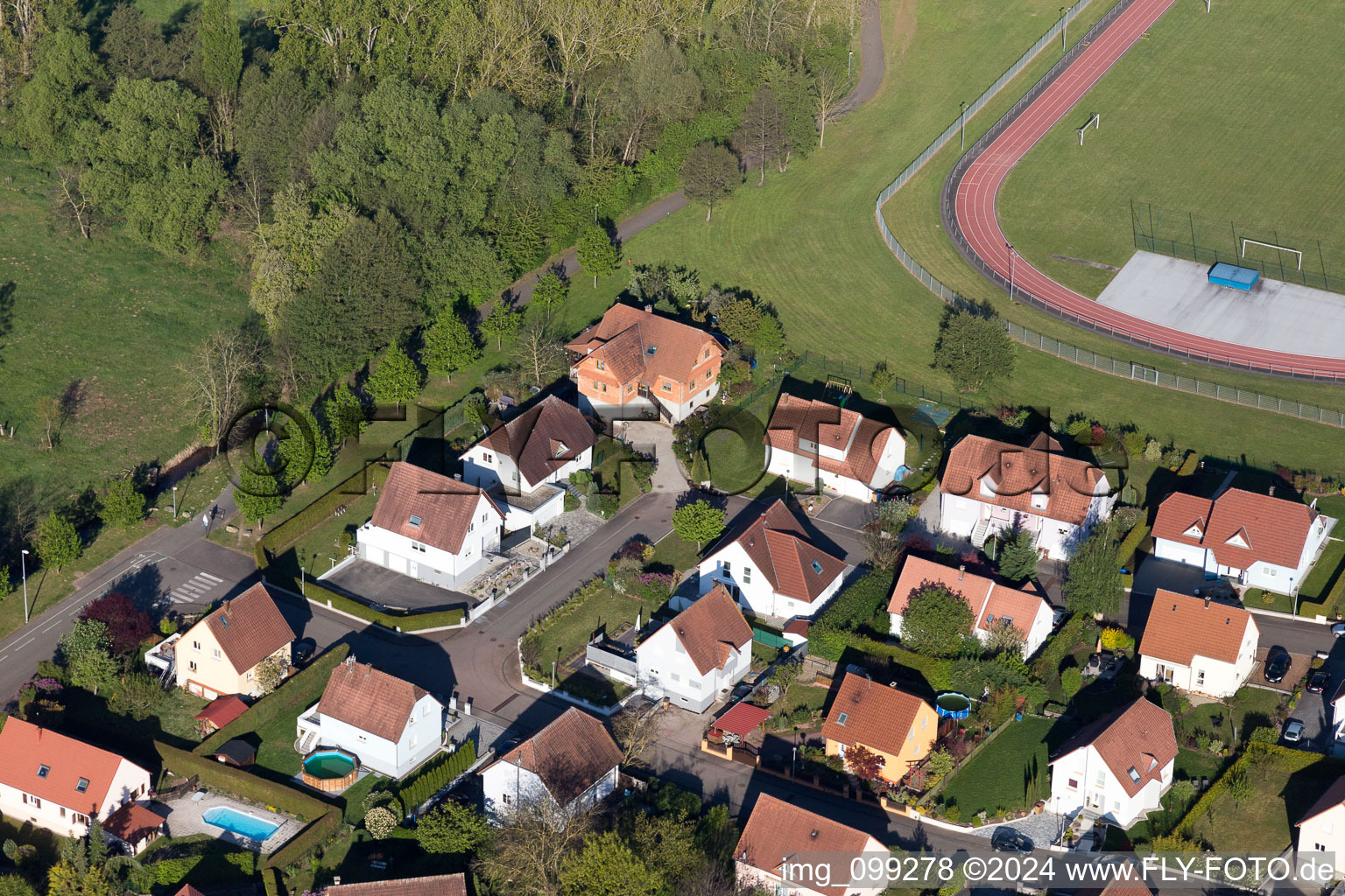 Quartier Altenstadt in Wissembourg dans le département Bas Rhin, France vue d'en haut