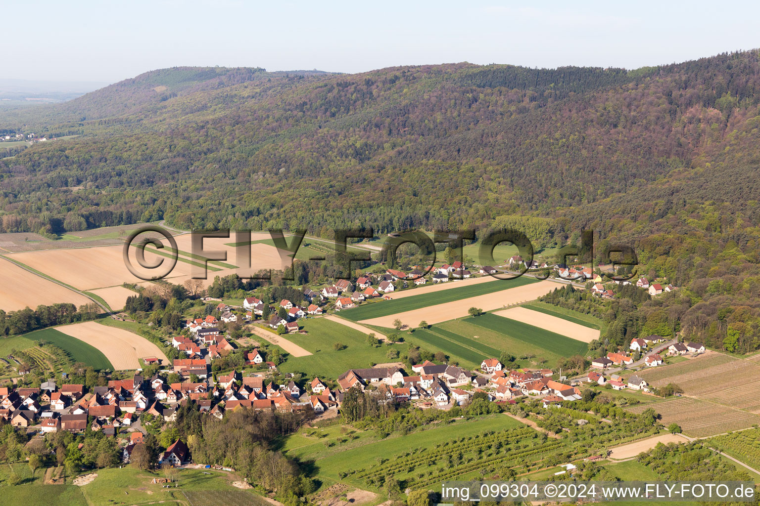 Vue d'oiseau de Cleebourg dans le département Bas Rhin, France